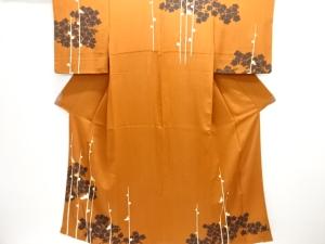 アンティーク　錦紗槍梅模様一つ紋着物